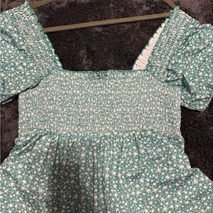 Floral Smocked Green top